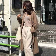 보브 니트 롱 가디건