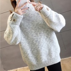 프로젝트제이 여성 생크림니트 루즈핏 브이넥 니트티 롱니트 예쁜니트 꽈배기 니트 스웨터13 C