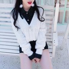 kirahosi 스웨터 루즈핏 니트 가디건 슬림 여성 인조 밍크 따스 348호+덧신증정 R7zzguc