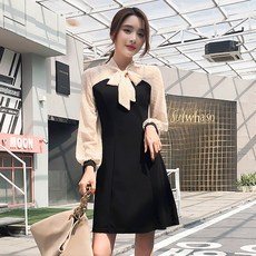소포몰 포인트 여자 하객원피스 리본 정장 여성 학생 패션