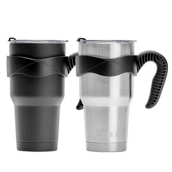 클리나 1+1 대용량 텀블러 보온 보냉 손잡이 텀블러, 900ml, 블랙+실버, 1개