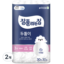 잘풀리는집 두툼이화장지 3겹 30m 비데겸용/신제품, 2개, 30개입, 30m