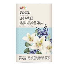 코멧 순백 3겹 라벤더 바닐라 롤화장지, 집에서 느끼는 고급스러움!