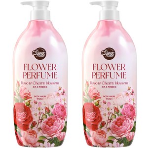 샤워메이트 플라워 퍼퓸 바디워시 로즈 앤 체리블로섬향, 900g, 2개