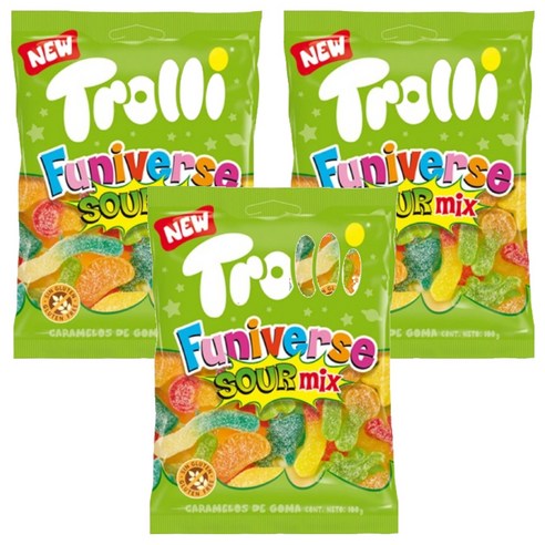 트롤리 퍼니벌스 사우어믹스 젤리, 100g, 3개