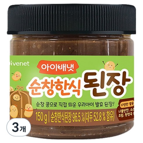 아이배냇 순창 한식 된장, 된장, 150g, 3개