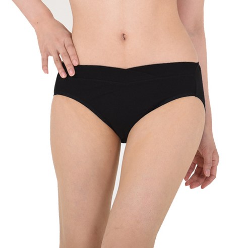 프레벨라 브이랩 로우 면 임부팬티 산전산후 겸용, 블랙