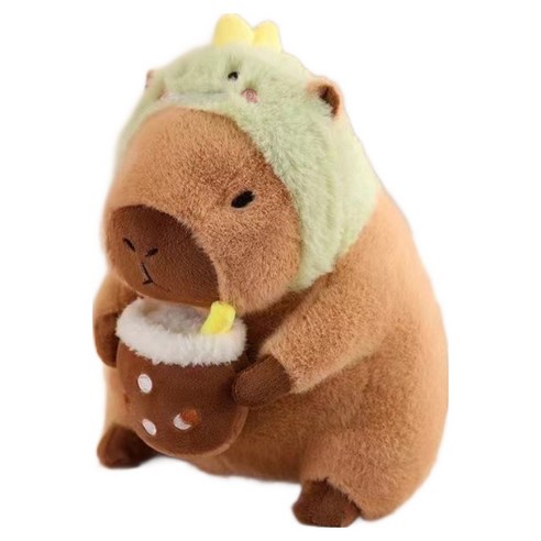 카피바라 봉제인형, 40cm, 초록모자버블티, 1개