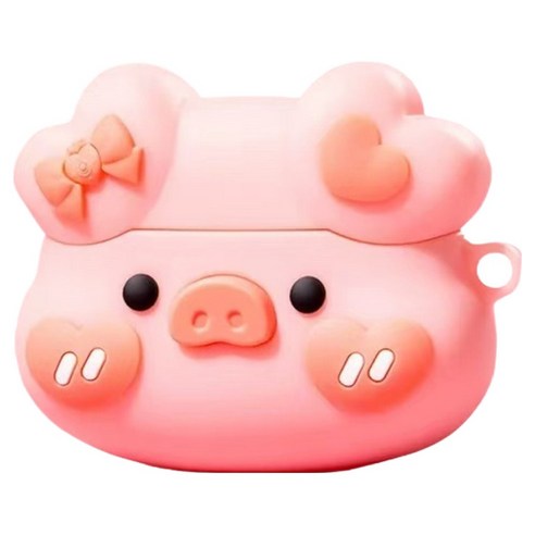CASHCOO 귀여운 에어팟 케이스, 리본 돼지, 1개, 단일상품