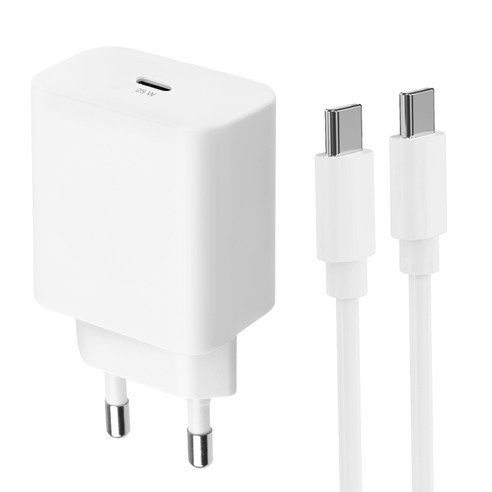 홈플래닛 25W PPS PD 3.0 초고속 충전기 + CtoC 케이블 1.2m, 화이트, 1개