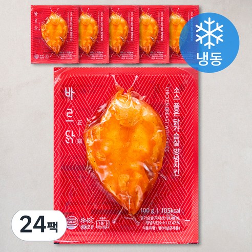 바르닭 소스품은 닭가슴살 양념치킨 (냉동), 100g, 1개입, 24개