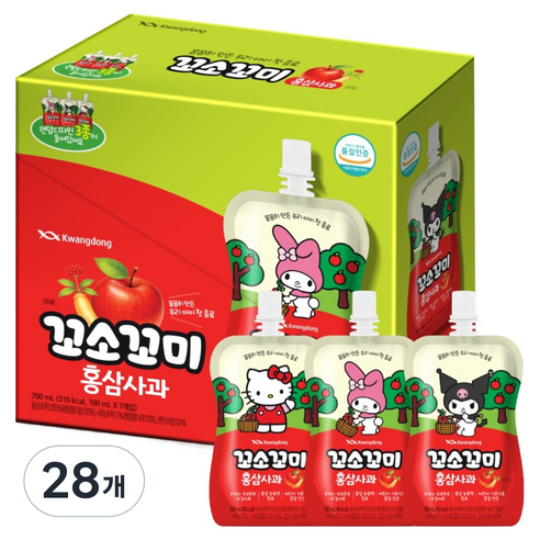 꼬소꼬미 광동 어린이음료 홍삼사과맛, 28개, 100ml