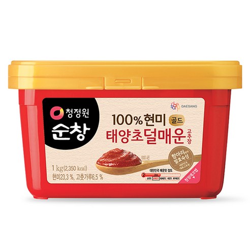 청정원순창 100% 현미 태양초 덜매운 고추장 골드
