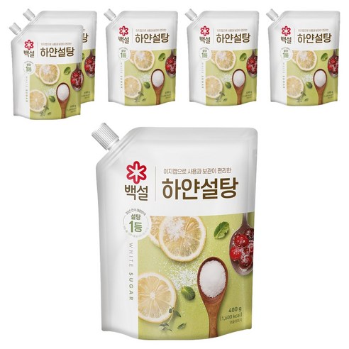 [트윈스몰] 이지캡으로 사용과 보관이 편리한 백설 하얀설탕, 400g, 6개