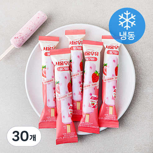 [로켓프레시] 서울우유 딸기바 (냉동), 30개, 1개입, 65ml