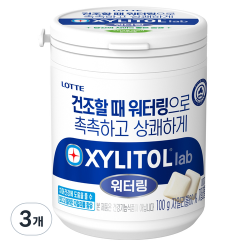롯데자일리톨 lab 워터링, 100g, 3개
