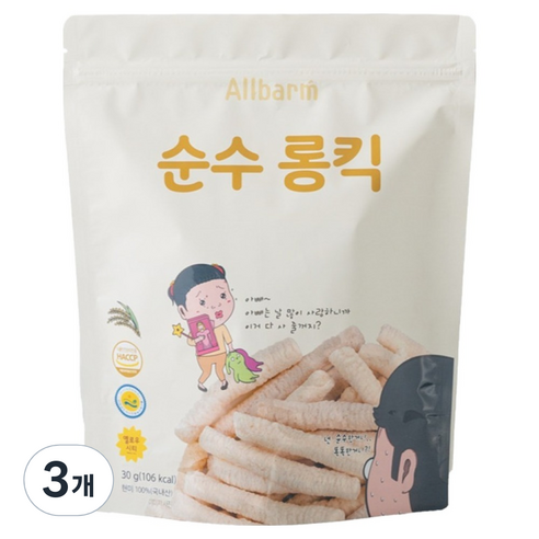 Allbarm 순수롱킥, 고소한맛, 30g, 3개