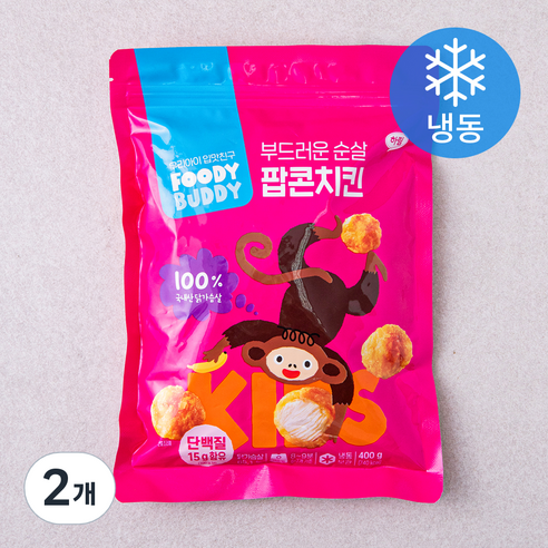 [로켓프레시] 푸디버디 순살 팝콘치킨 (냉동), 400g, 2개
