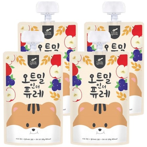 리틀스푼 오트밀인더퓨레, 혼합맛(사과/블루베리/귀리), 100g, 4개