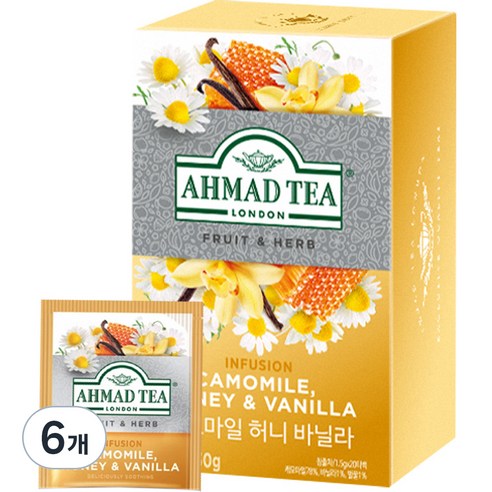 아마드티 캐모마일 허니 바닐라 차, 1.5g, 20개입, 6개