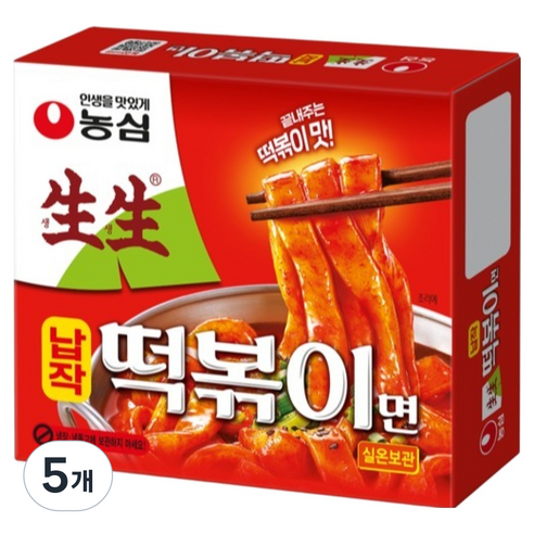 농심 생생 납작 떡볶이면, 258g, 5개