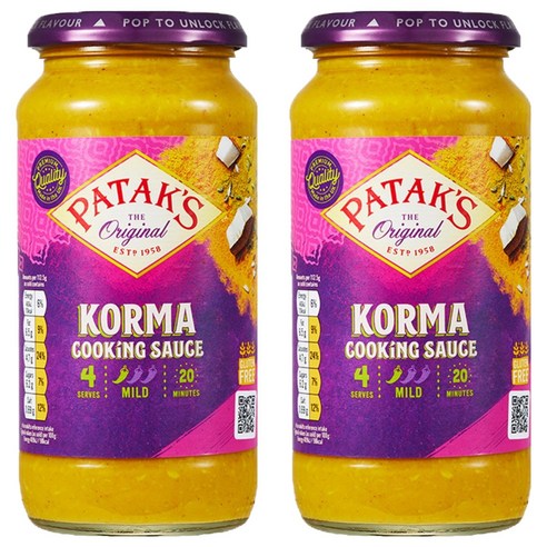파탁스 코르마 쿠킹 소스, 450g, 2개