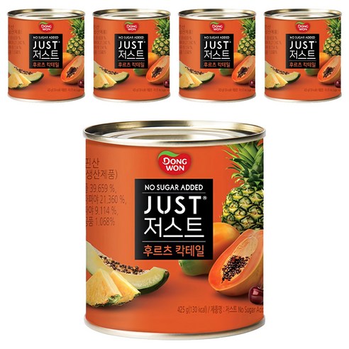 동원 JUST 저스트 노슈가 후르츠 칵테일 425g 5입, 5개, 425g
