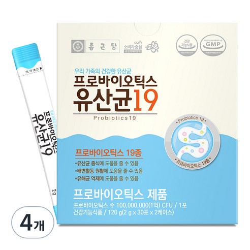 종근당 프로바이오틱스 유산균19, 120g, 4개