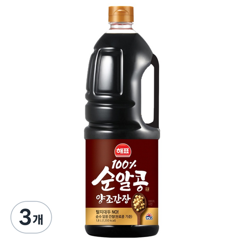 해표 순알콩 양조간장, 3개, 1.8L
