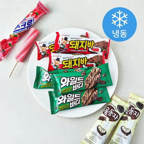 롯데웰푸드 빙과 바 스크류바 80ml 4개입 + 옥동자 70ml 4개입 + 돼지바 70ml 4개입 + 와일드바디 70ml 4개입 (냉동)