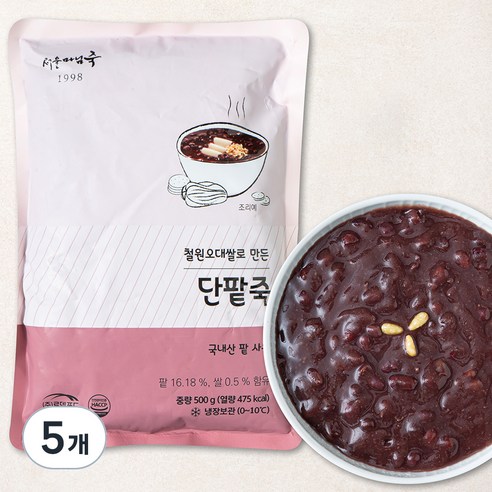 [로켓프레시] 서울마님죽 단팥죽 (냉장), 500g, 5개
