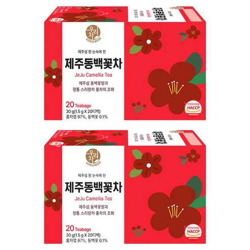 우리차 제주 동백꽃차, 2개, 20개입, 1.5g