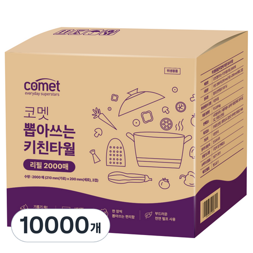 코멧 뽑아쓰는 키친타올 리필 2000매
