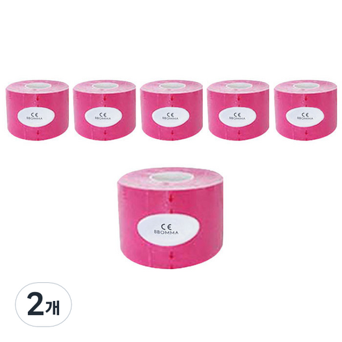 뽀마 스포츠테이프 5 cm x 5 m 핑크, 6개입, 2개