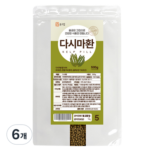 윤고집 다시마환, 500g, 6개