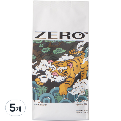 헬로모닝 제로 다크 블렌드 원두, 홀빈(분쇄안함), 500g, 5개