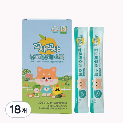 꼬샤꼬샤 곰보배추배 스틱 20g x 15p, 300g, 18개
