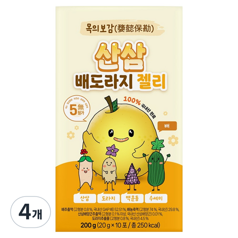 아람농장 목의보감 산삼 스틱형 젤리, 200g, 4개, 배도라지