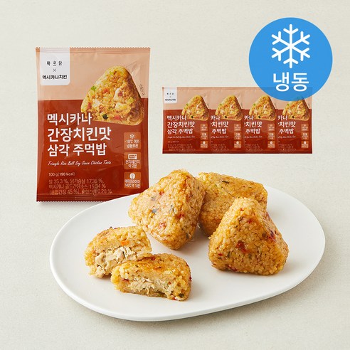 [로켓프레시] 바르닭 멕시카나 간장치킨맛 삼각 주먹밥 (냉동), 100g, 5개