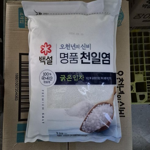 CJ 백설 오천년의 신비 명품천일염(굵은입자), 5kg, 3개