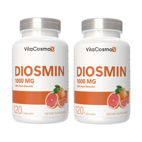 VitaCosmoX 디오스민 시트러스 콤플렉스 베인 서포트 바이오플라보노이드 과일 추출물 1000mg Best Diosmin 1000mg