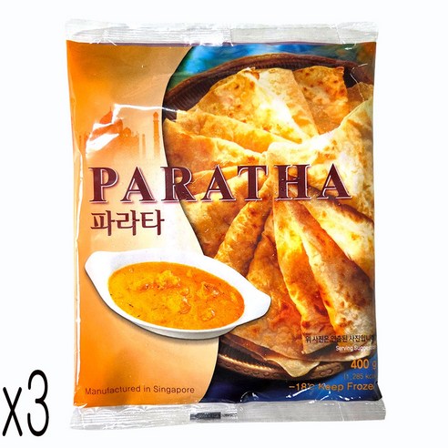 새마원 냉동 정통 인도빵 파라타 400g 패스트리 페스츄리 난 전병 피자 또띠아, 3개, 400g