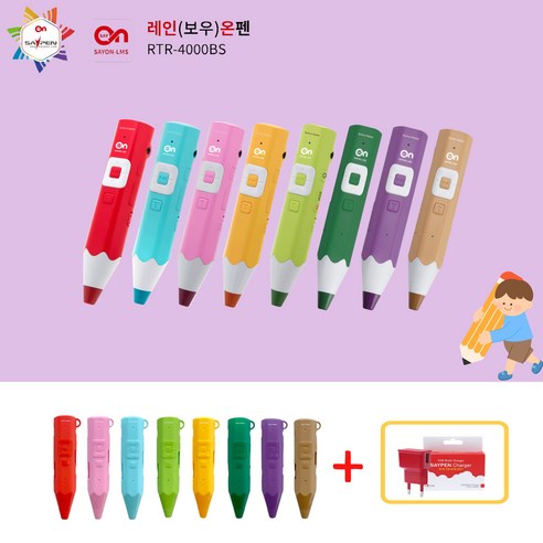 세이펜 4세대 레인온펜 32GB RTR-4000BS + 정품 실리콘 케이스 + 전용 충전기, 레이온펜 핑크/케이스 핑크