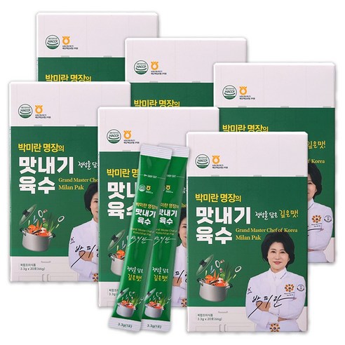 [신박한생활] 육수 분말 스틱 6박스(3.3g x 120스틱) 박미란 명장 만능 맛내기 국물 천연 조미료 가루, 6박스, 400g