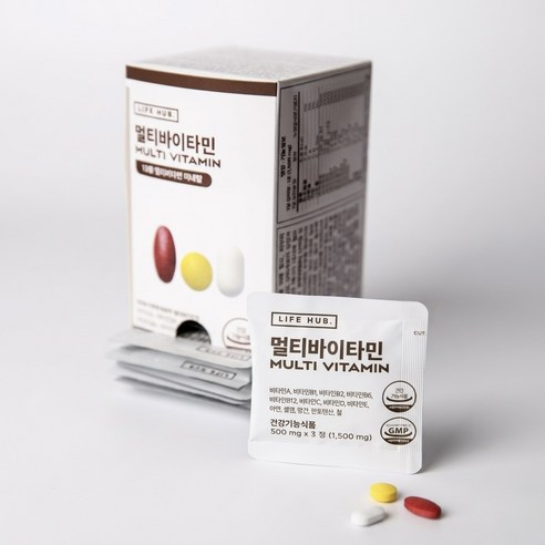 라이프허브 올인원 멀티바이타민 13종 미네랄 30포 (30일분)