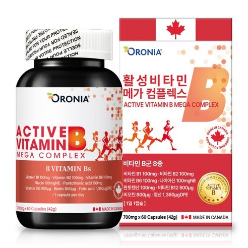 오로니아 활성비타민B 메가컴플렉스 700mg x 60캡슐 2개월분 나이아신 비오틴 엽산 판토텐산