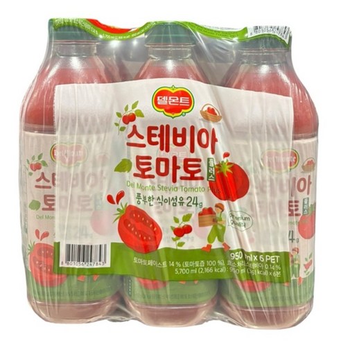델몬트 스테비아 토마토주스, 950ml, 6개