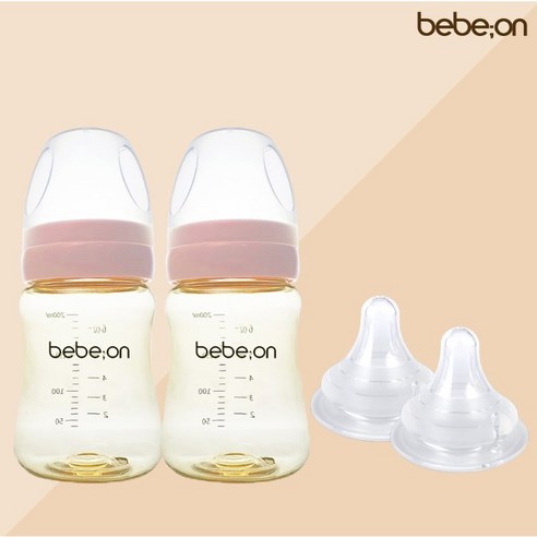베베온 PPSU 와이드 노꼭지 젖병, 베베온 S, 핑크, 2개, 200ml