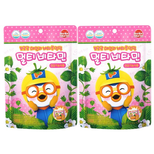 뽀로로 데일리 비타츄잉정 멀티비타민 딸기맛, 52.5g, 2개