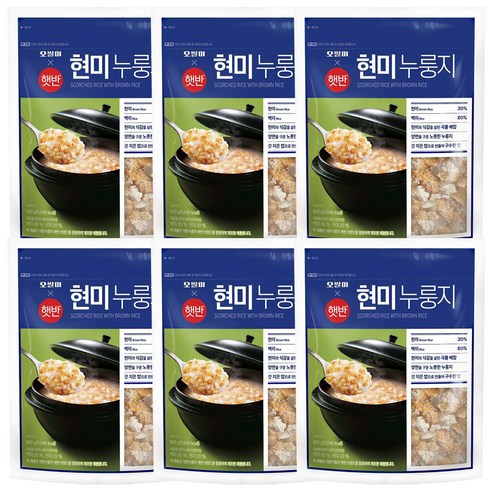 오쌀미 햇반 현미누룽지, 800g, 6개